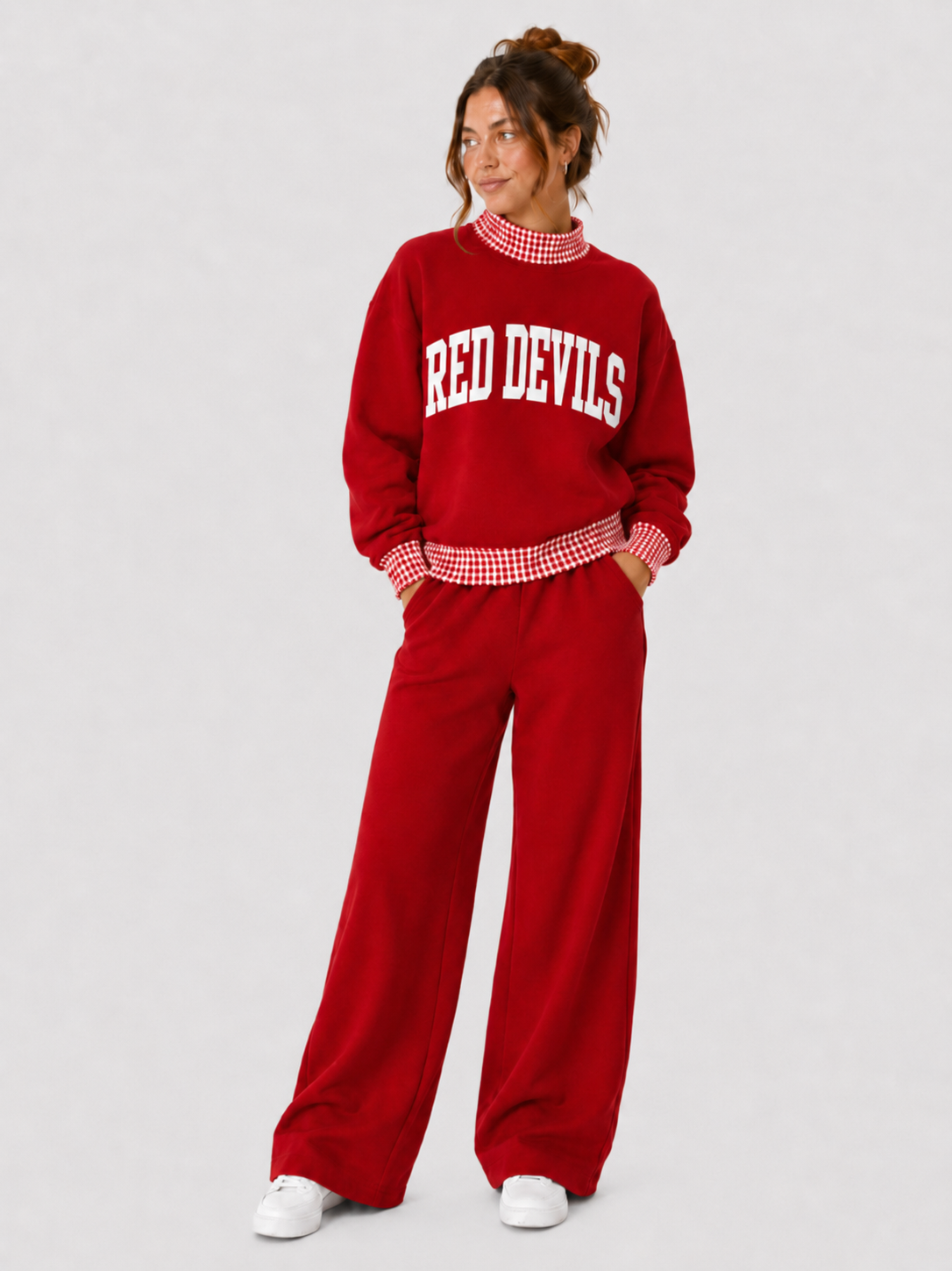 Gingham Mock Neck Sweatshirt | PRE-ORDER
