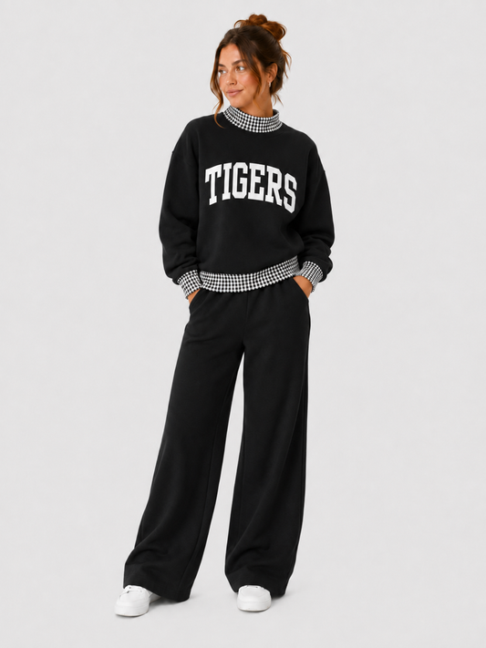 Gingham Mock Neck Sweatshirt | PRE-ORDER